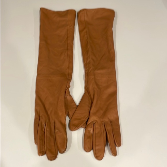 Vintage 90s Arden B Camel Leather Opera Gloves Sz S - Picture 1 of 16